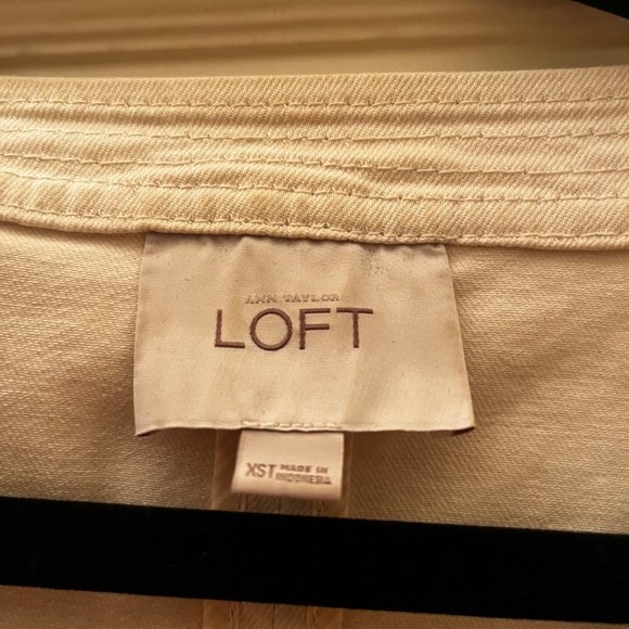 Ann Taylor Loft Cream Denim Open Front Jacket - XS TALL - Picture 3 of 4